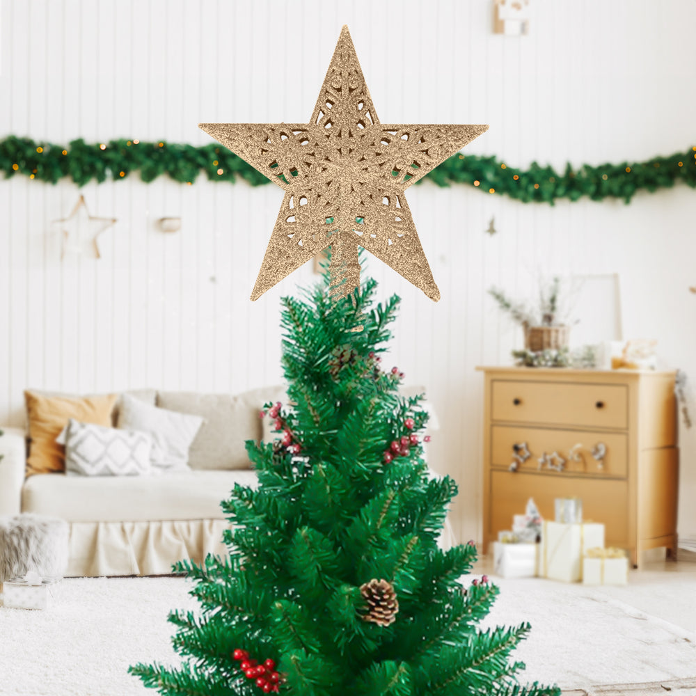 Estrella de Árbol, Glitter, Color Dorado