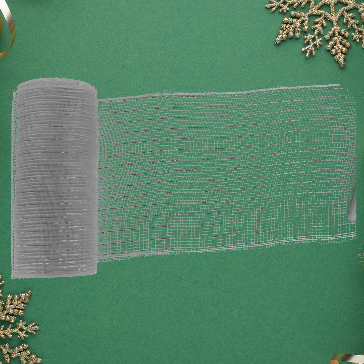 Listón Navideño Mesh Ribbon color Gris