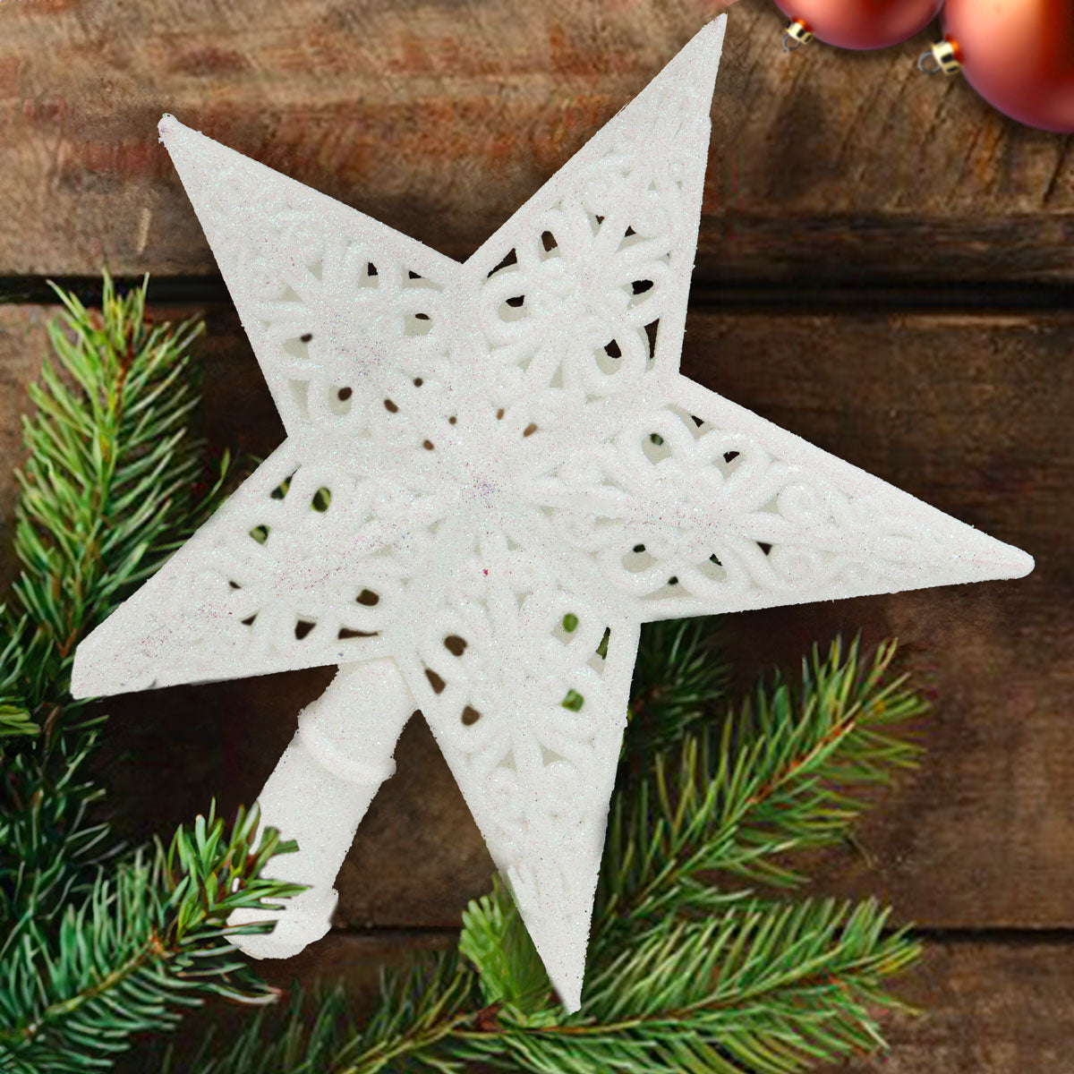 Estrella Decorativa color Blanco para Punta de Árbol de Navidad