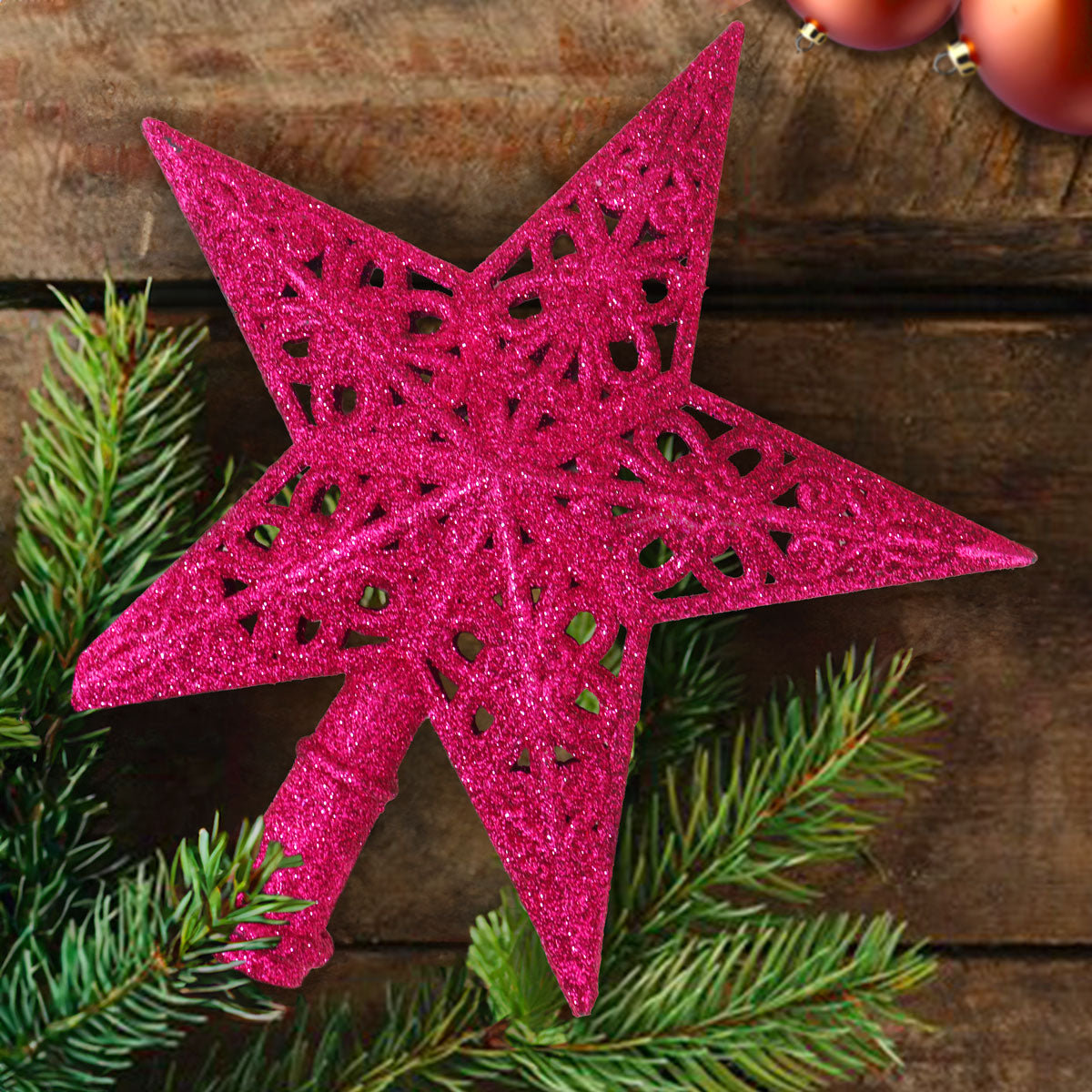 Estrella Decorativa color Fucsia para Punta de Árbol de Navidad