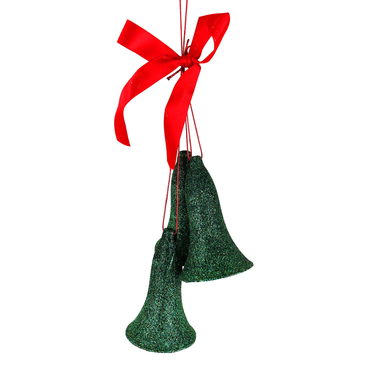 Ornamento Campanas Glitter, Color Verde, 3 pzas
