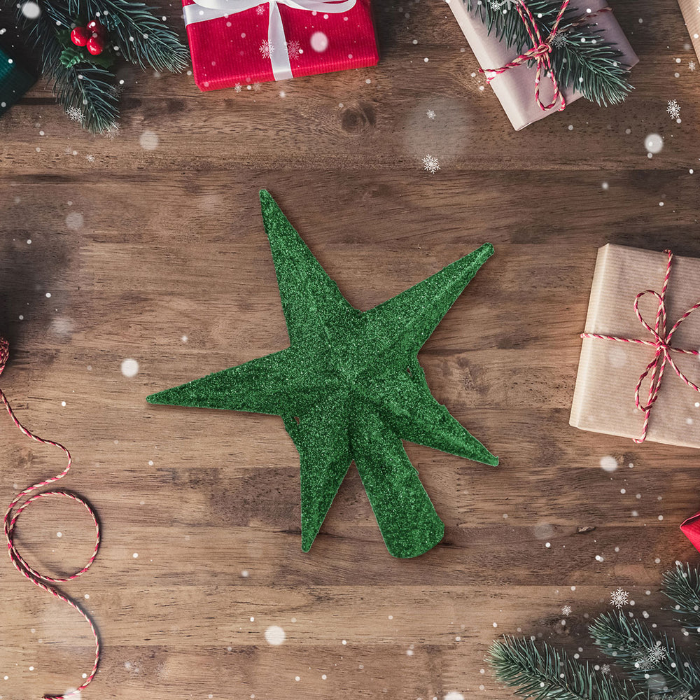 Estrella Brillante, Color Verde, Punta de Árbol de Navidad