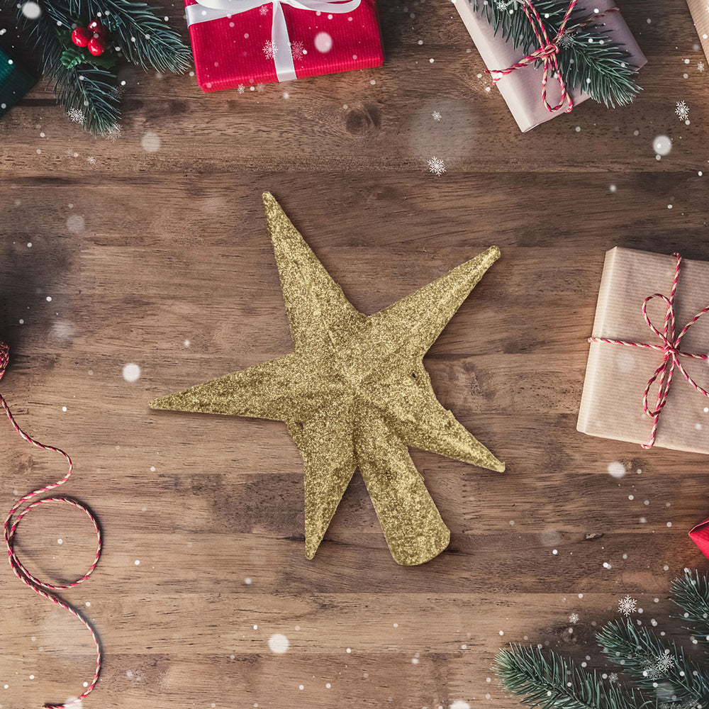 Estrella Brillante, Color Dorado, Punta de Árbol de Navidad