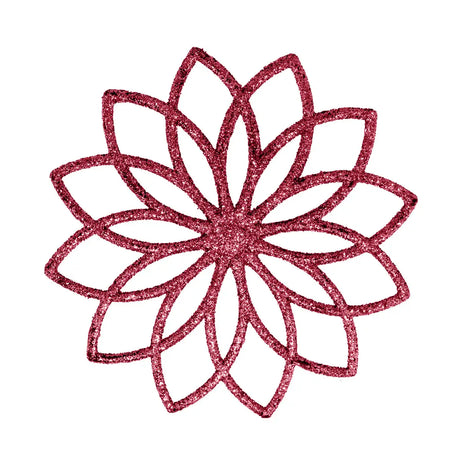 Ornamento Navideño de Copo de Nieve con Diseño Floral color Rojo