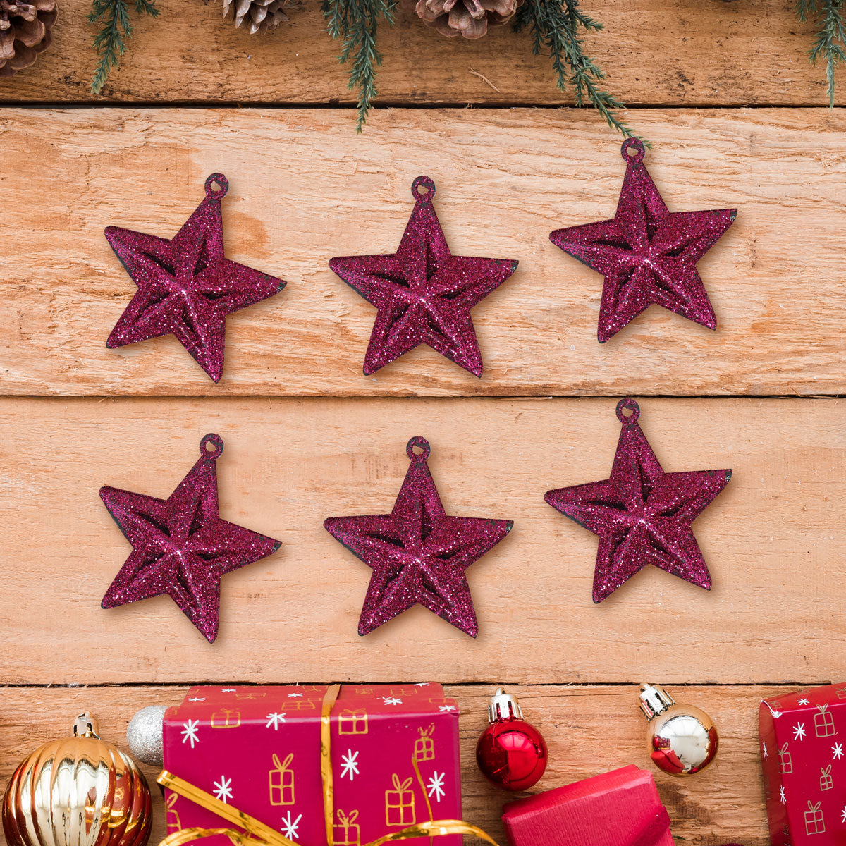 Mini Estrellas Navideñas color Fucsia