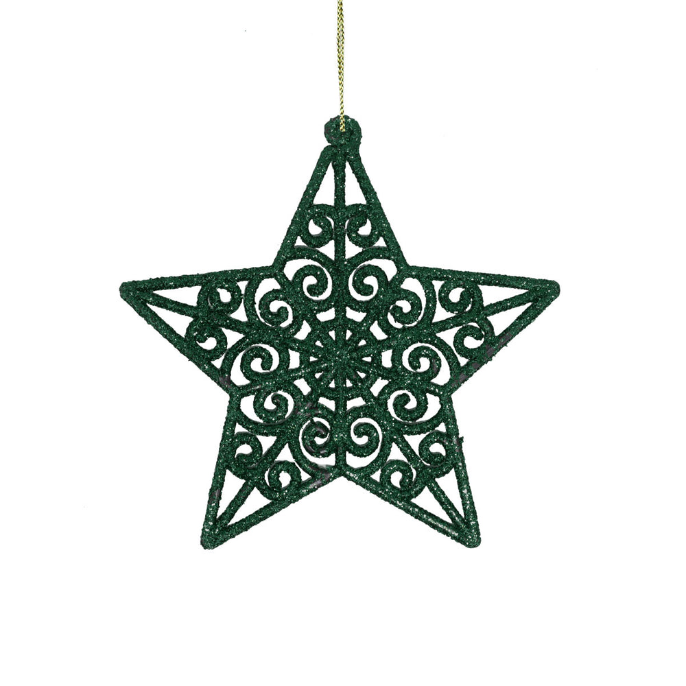 Set de 4 Estrellas con Diamantina color Verde