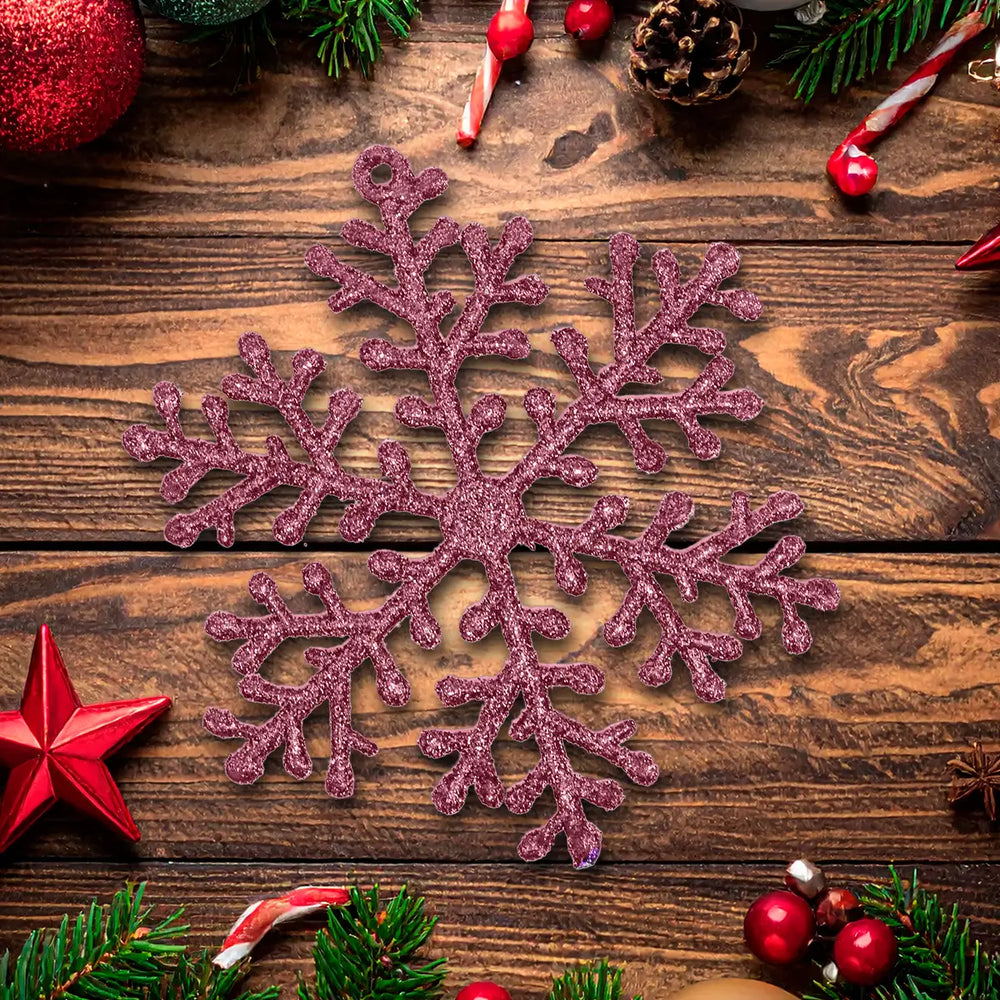 Ornamento de Copo de Nieve color Fucsia