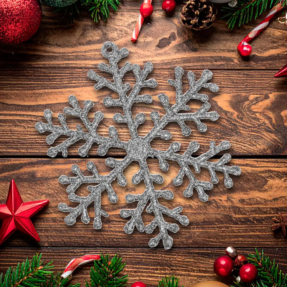 Ornamento de Copo de Nieve color Plata