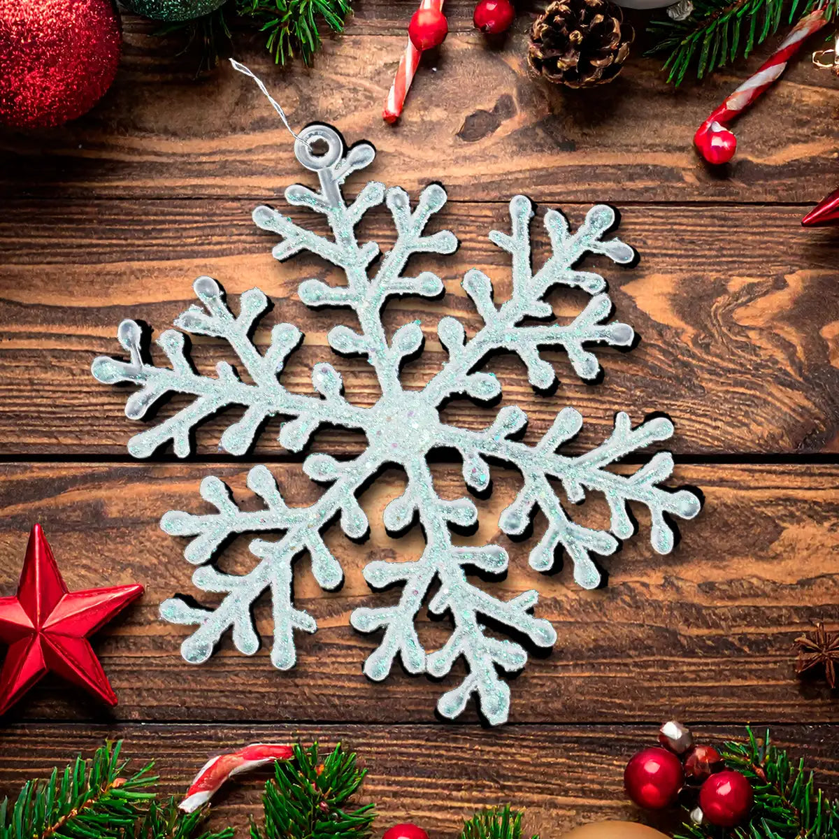 Ornamento de Copo de Nieve color Blanco