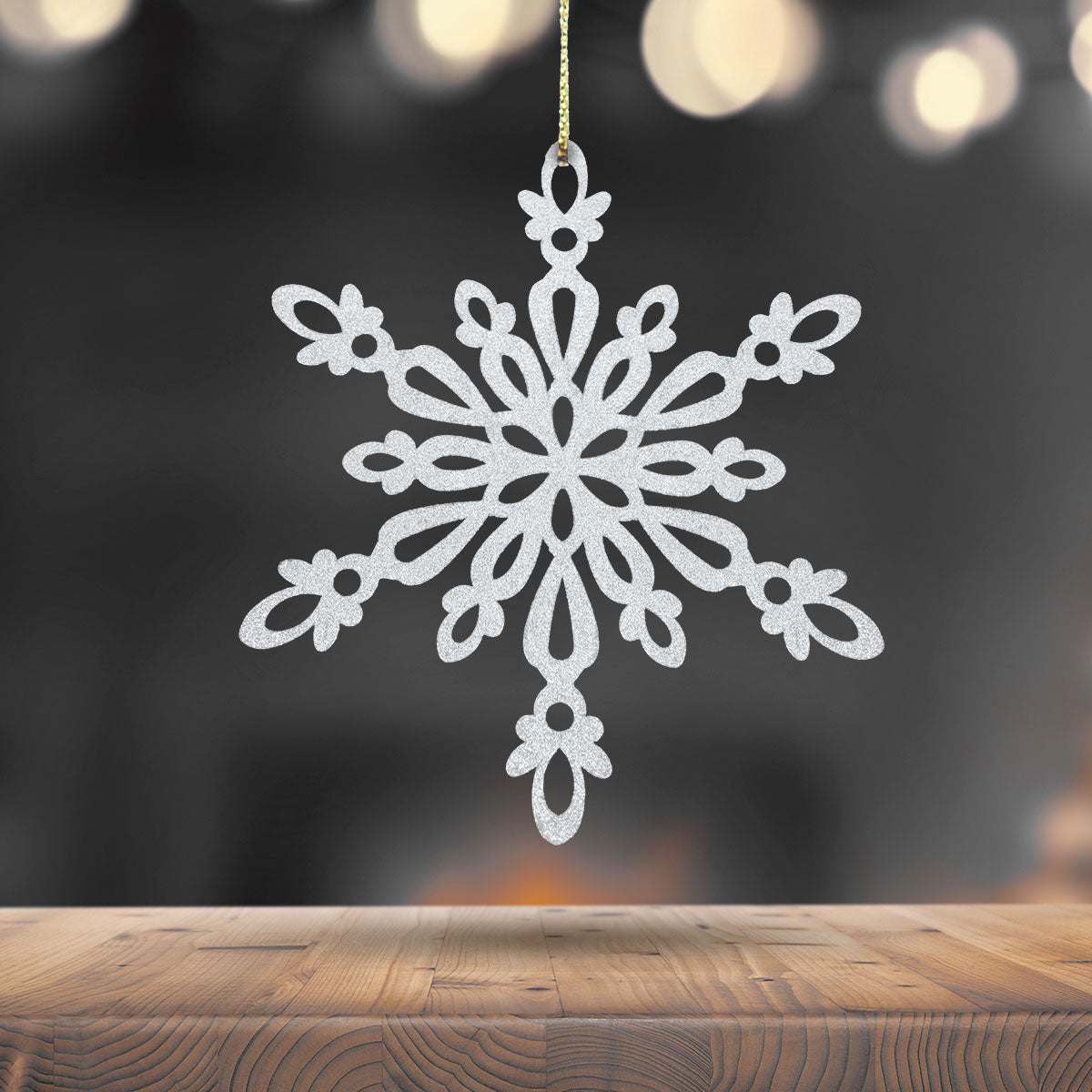 Copo de Nieve, Ornamento Jumbo con Glitter, Color Blanco