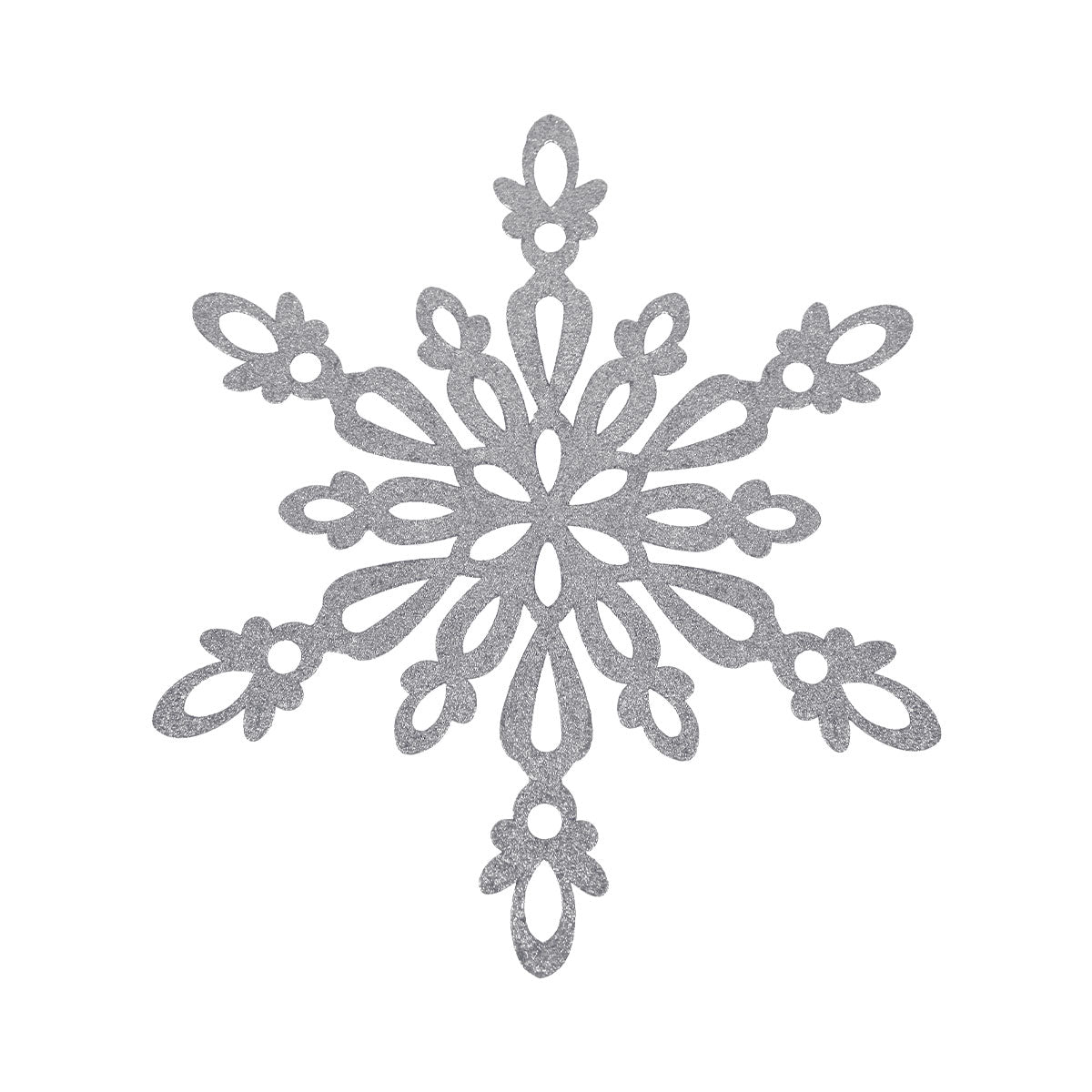 Copo de Nieve, Ornamento Jumbo con Glitter, Color Plateado