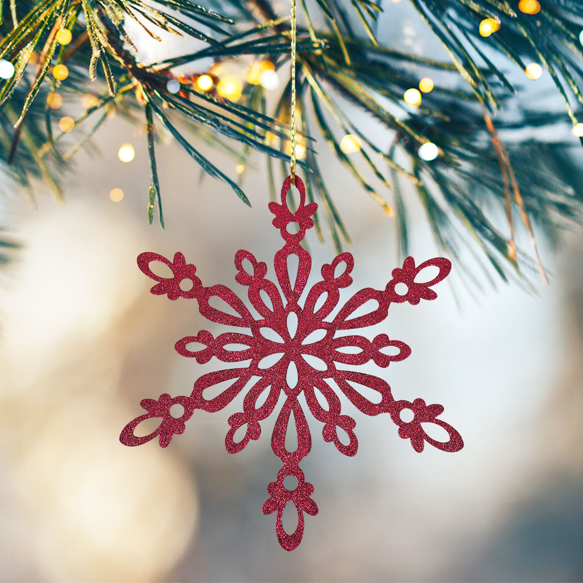 Copo de Nieve, Ornamento Jumbo con Glitter, Color Morado