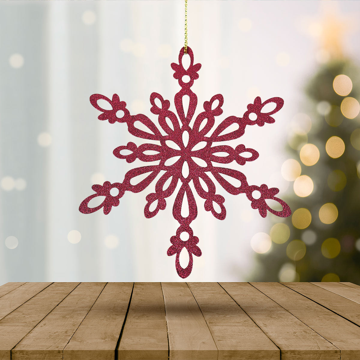 Copo de Nieve, Ornamento Jumbo con Glitter, Color Morado