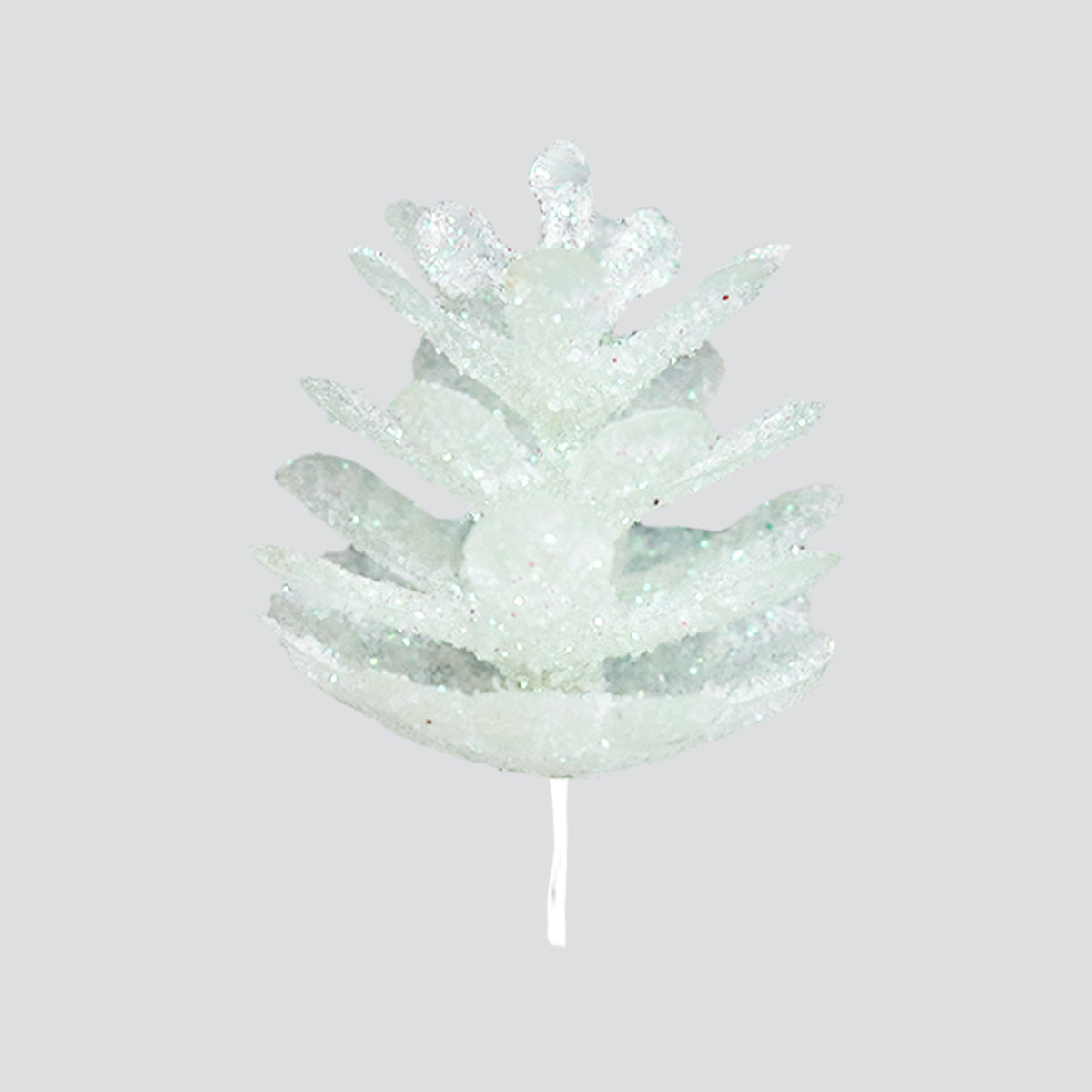 Piña Navideña con Glitter, Color Blanco, 6 pzas