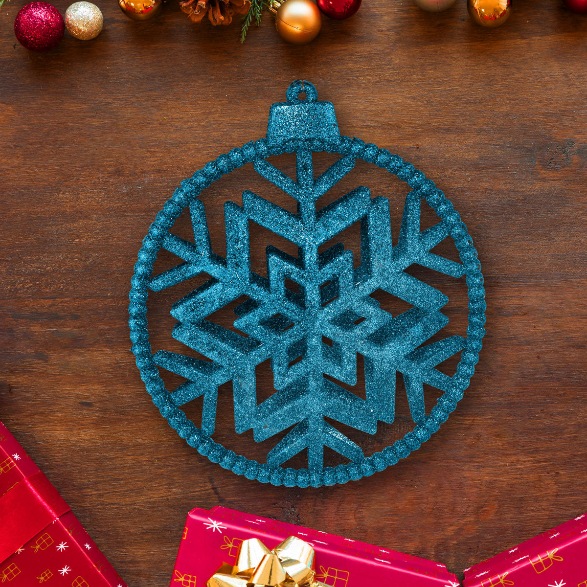 Copos de Nieve Decorativo con Diamantina color Azul