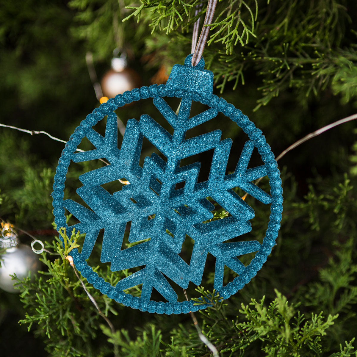 Copos de Nieve Decorativo con Diamantina color Azul