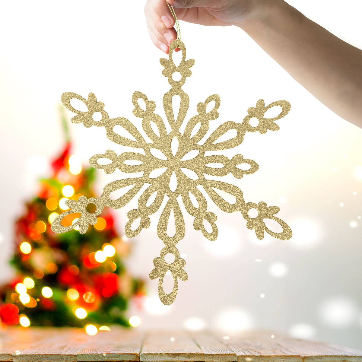 Copo de Nieve con Glitter, Color Dorado