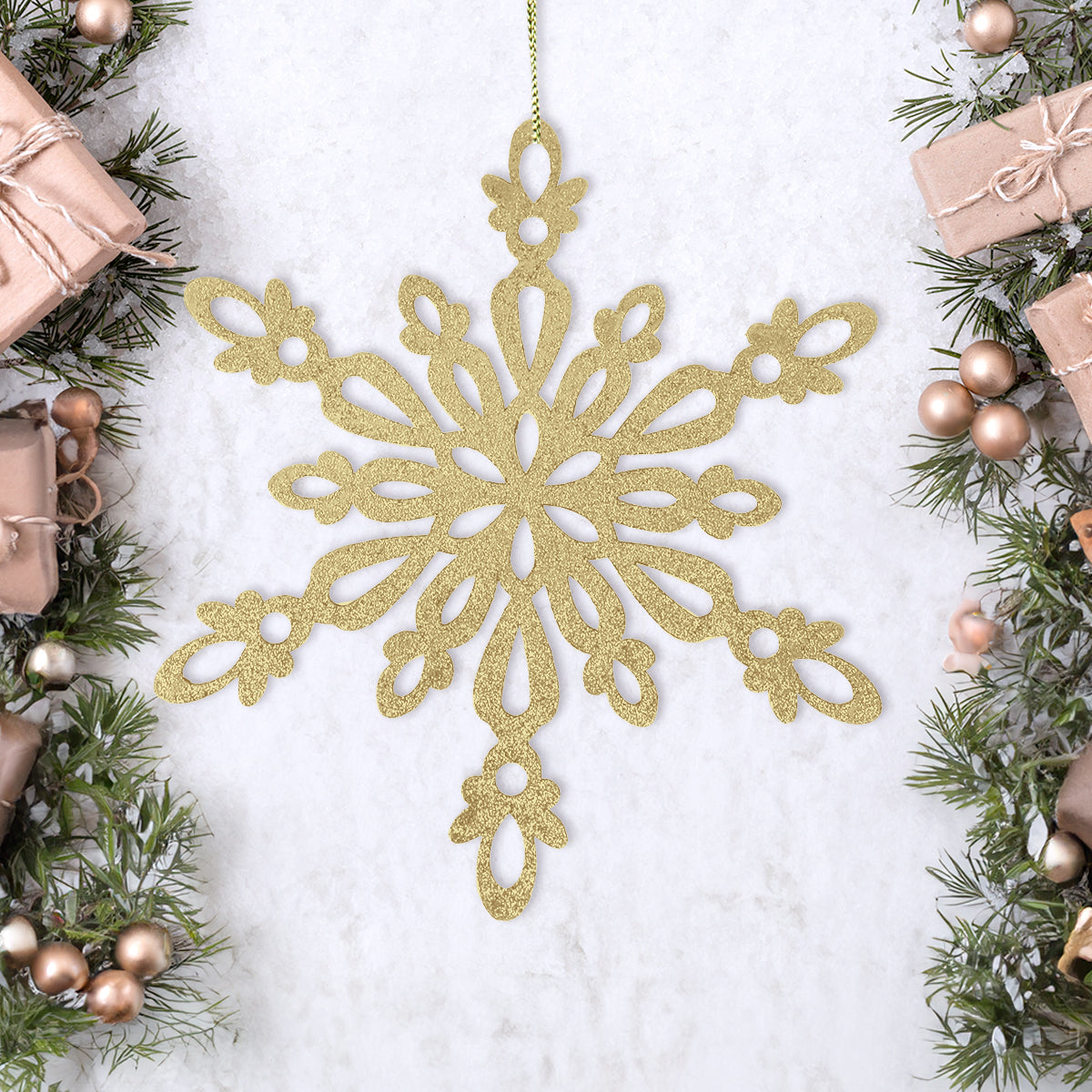 Copo de Nieve con Glitter, Color Dorado