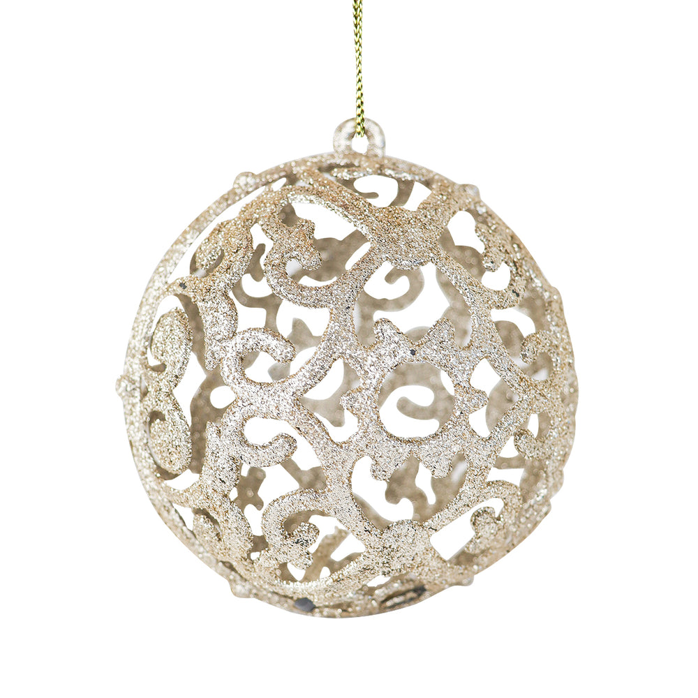 Esfera con Ornamentos, Glitter, 2 pzas