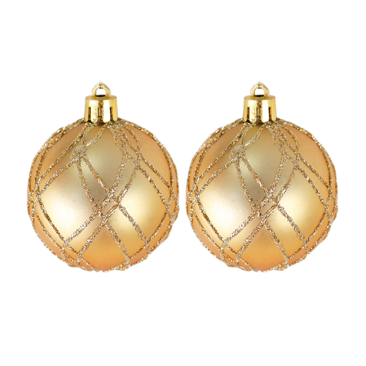 Esferas Navideñas con Glitter, Color Dorado, 2 pzas