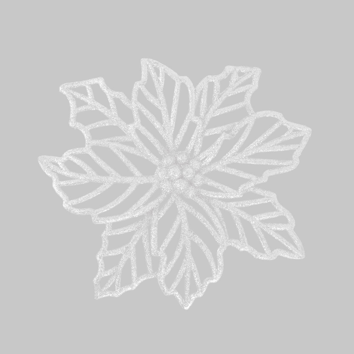 Flor Ornamento Navideño, Color Blanco, 23 cm
