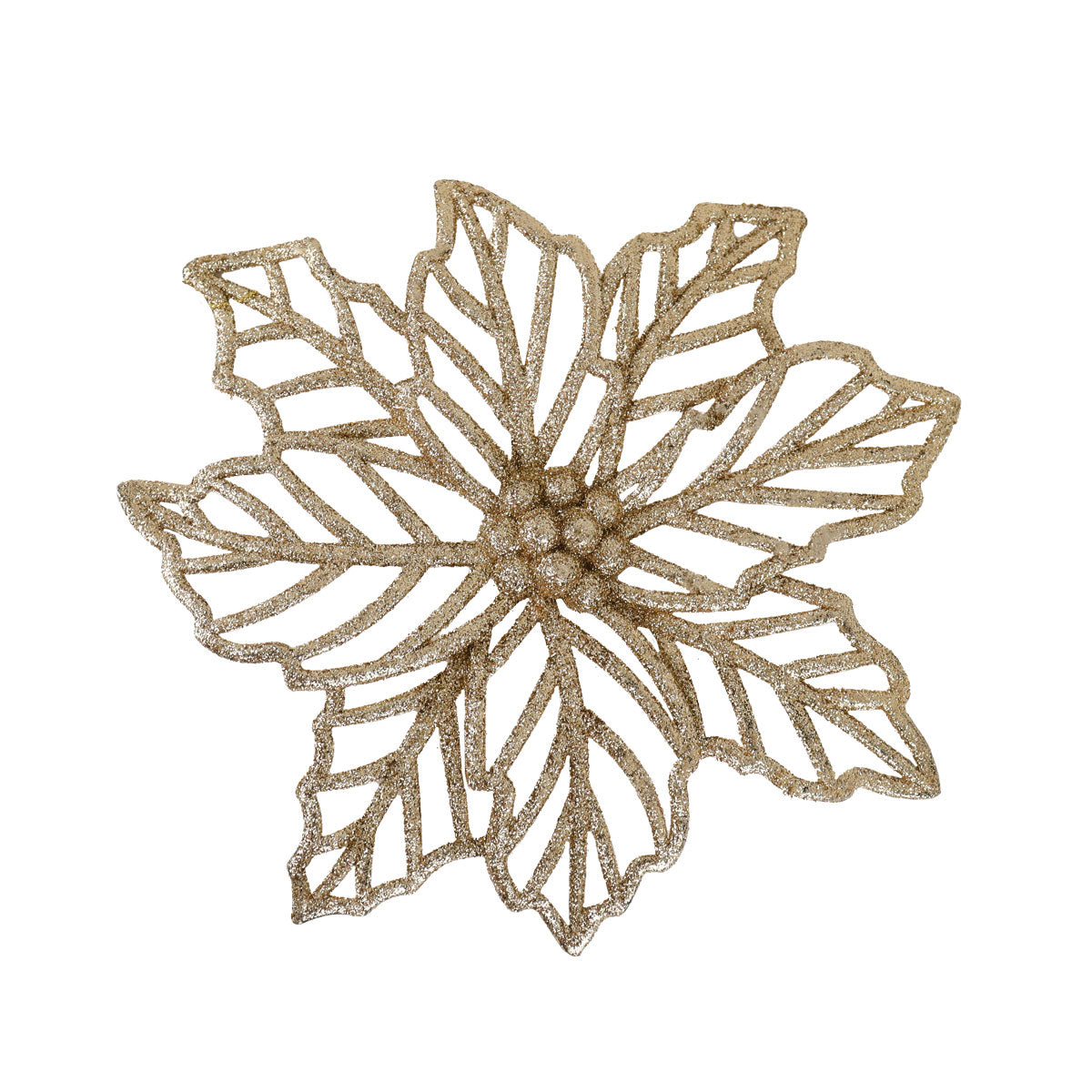 Flor Ornamento Navideño, Color Dorado, 23 cm