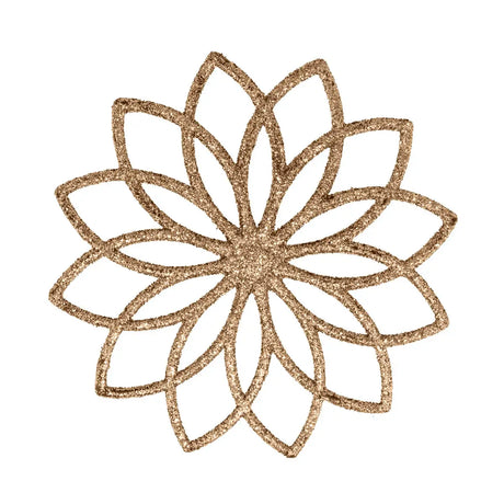 Ornamento Navideño de Copo de Nieve con Diseño Floral color Oro