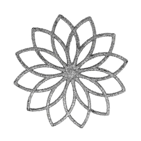 Ornamento Navideño de Copo de Nieve con Diseño Floral color Plata