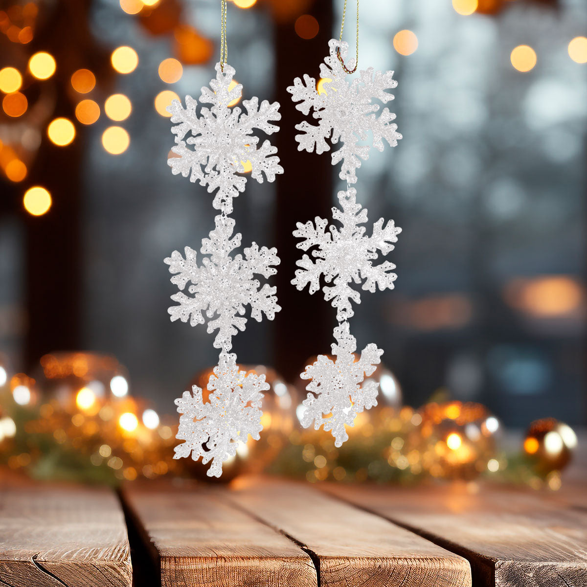 Copo de Nieve de 3 Niveles con Diamantina color Blanco