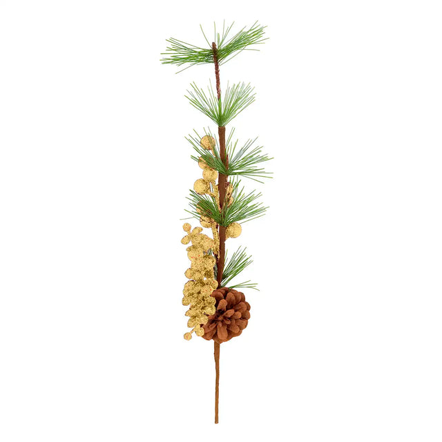 Follaje Navideño de Pino Artificial con Bayas color Oro