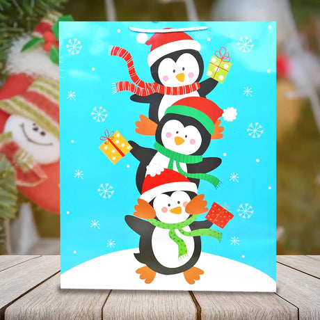 Bolsa Jumbo de Regalo con Decoración de Pingüinos