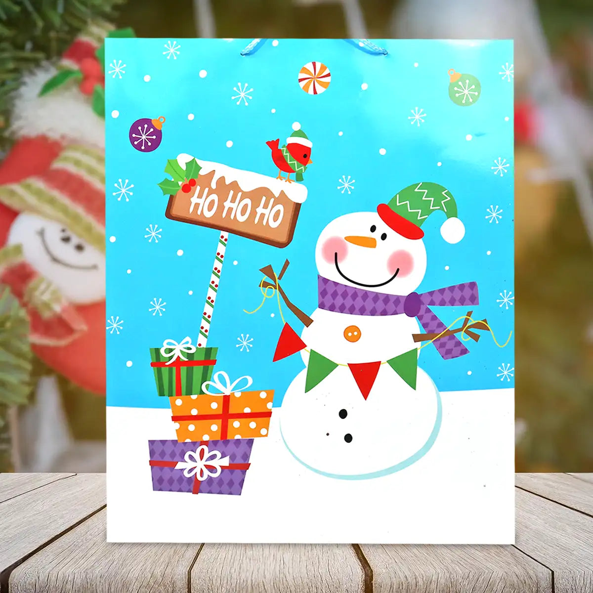 Bolsa Jumbo de Regalo con Decoración de Muñeco de Nieve