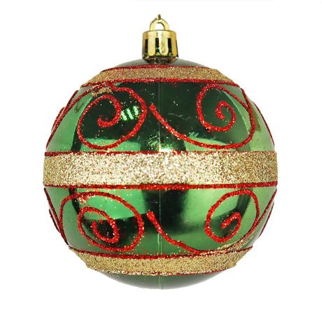 Esfera Navideña Decorada con Diamantina color Oro/Rojo