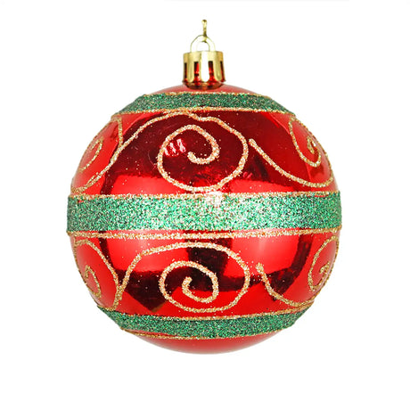 Esfera Navideña Decorada con Diamantina color Oro/Verde