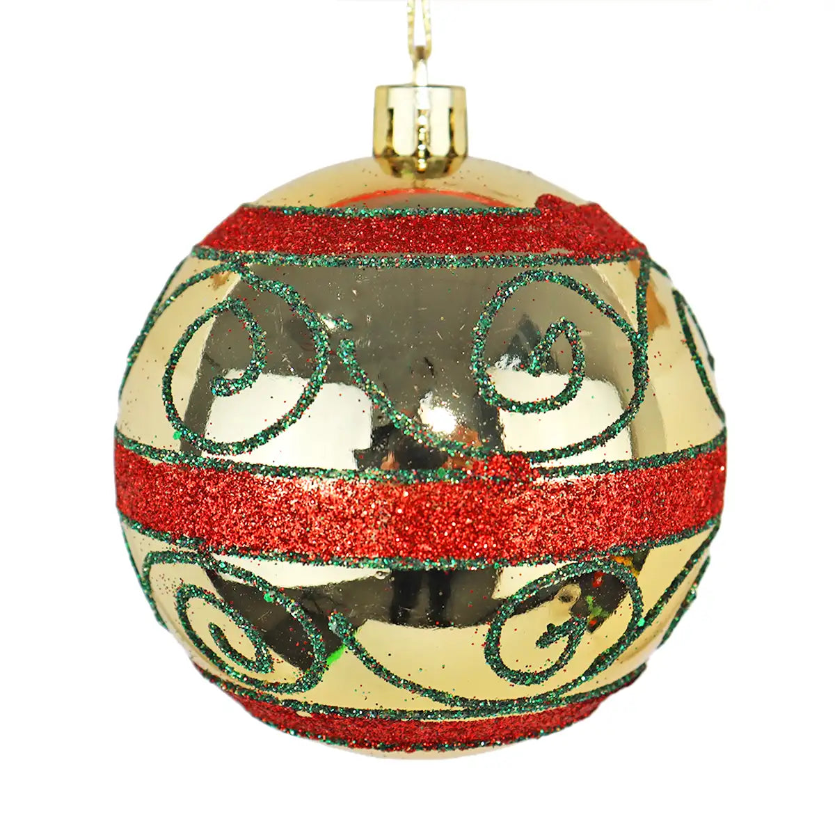 Esfera Navideña Decorada con Diamantina color Rojo/Verde