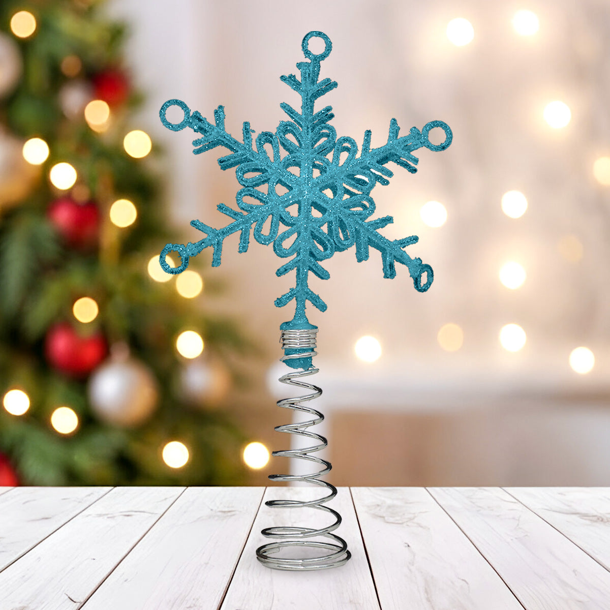 Copo de Nieve color Azul para Punta de Árbol de Navidad