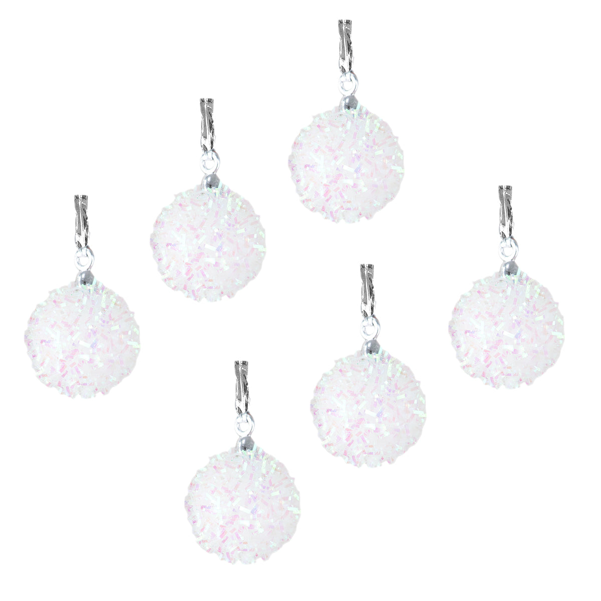 Mini Esferas Navideñas Brillantes, Color Blanco, 6 pzas