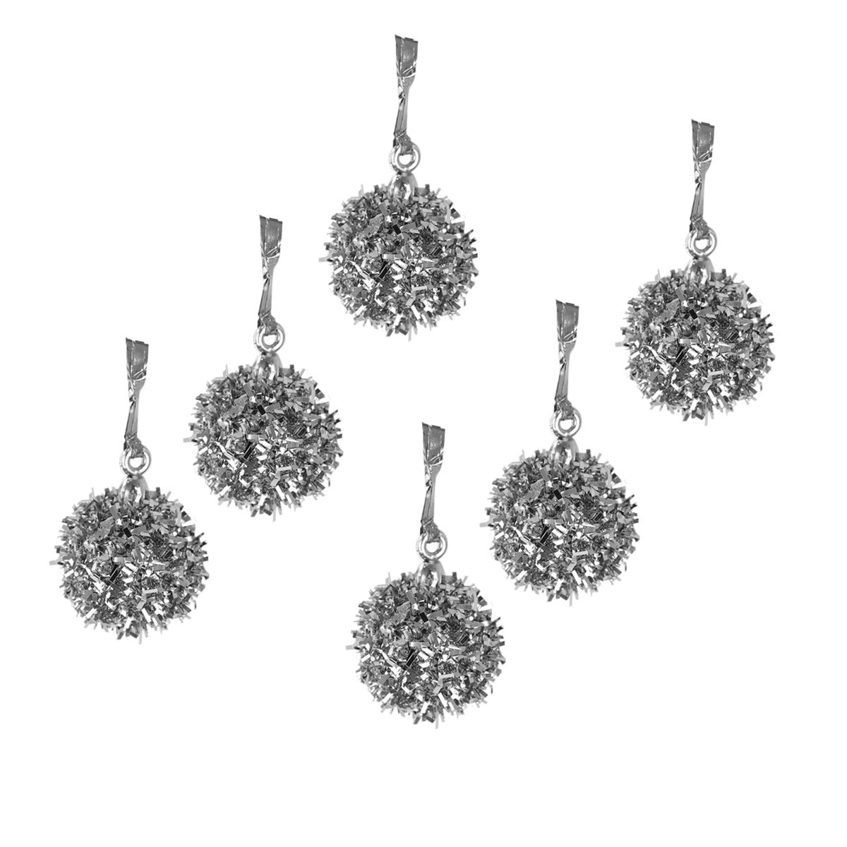 Mini Esferas Navideñas Brillantes, Color Plata, 6 pzas