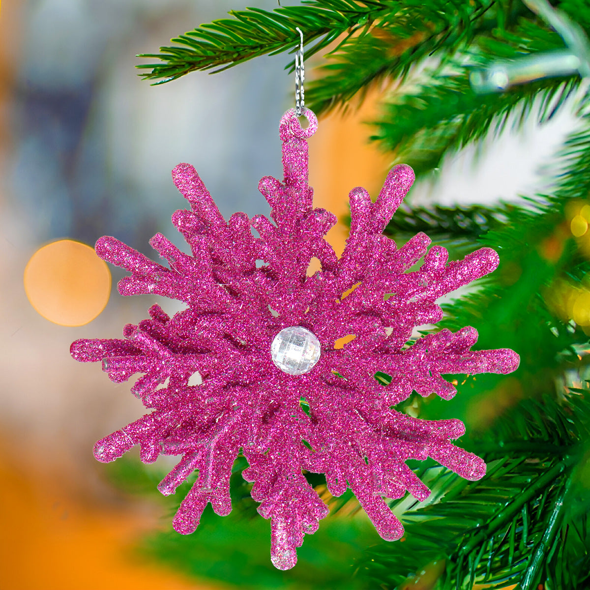 Copo de Nieve 3D color Fucsia con Diamantina