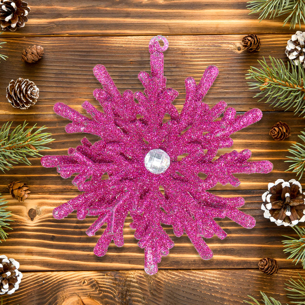 Copo de Nieve 3D color Fucsia con Diamantina