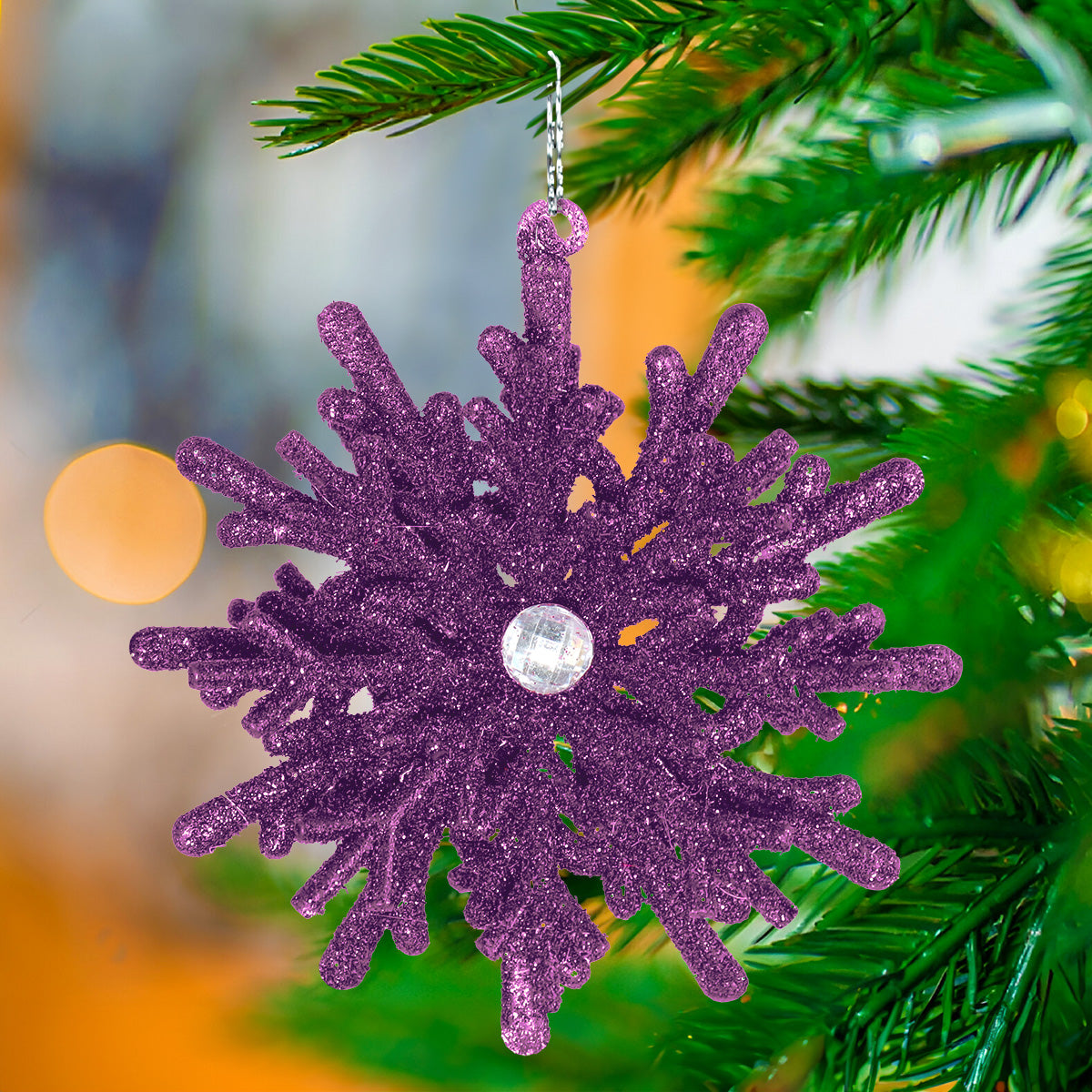 Copo de Nieve 3D color Morado con Diamantina