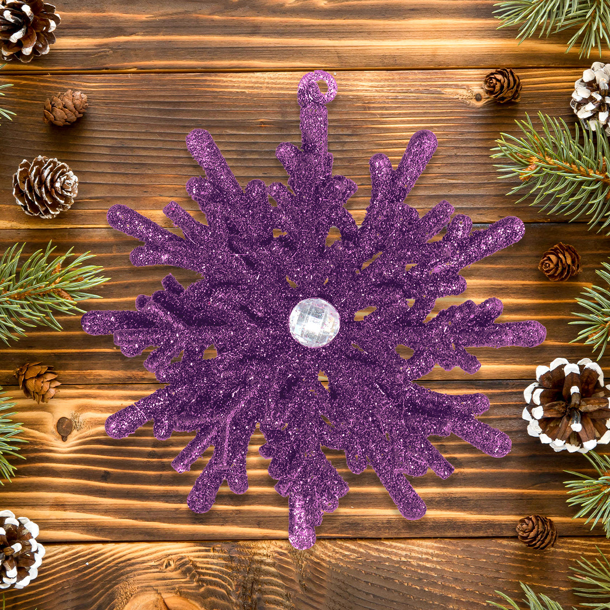 Copo de Nieve 3D color Morado con Diamantina