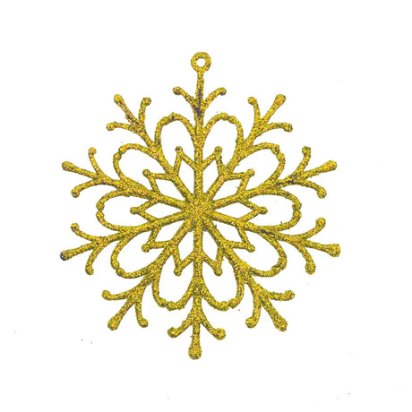 Ornamento Navideño en Forma de Copo de Nieve color Oro, 4pzas
