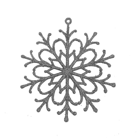 Ornamento Navideño en Forma de Copo de Nieve color Plata, 4pzas