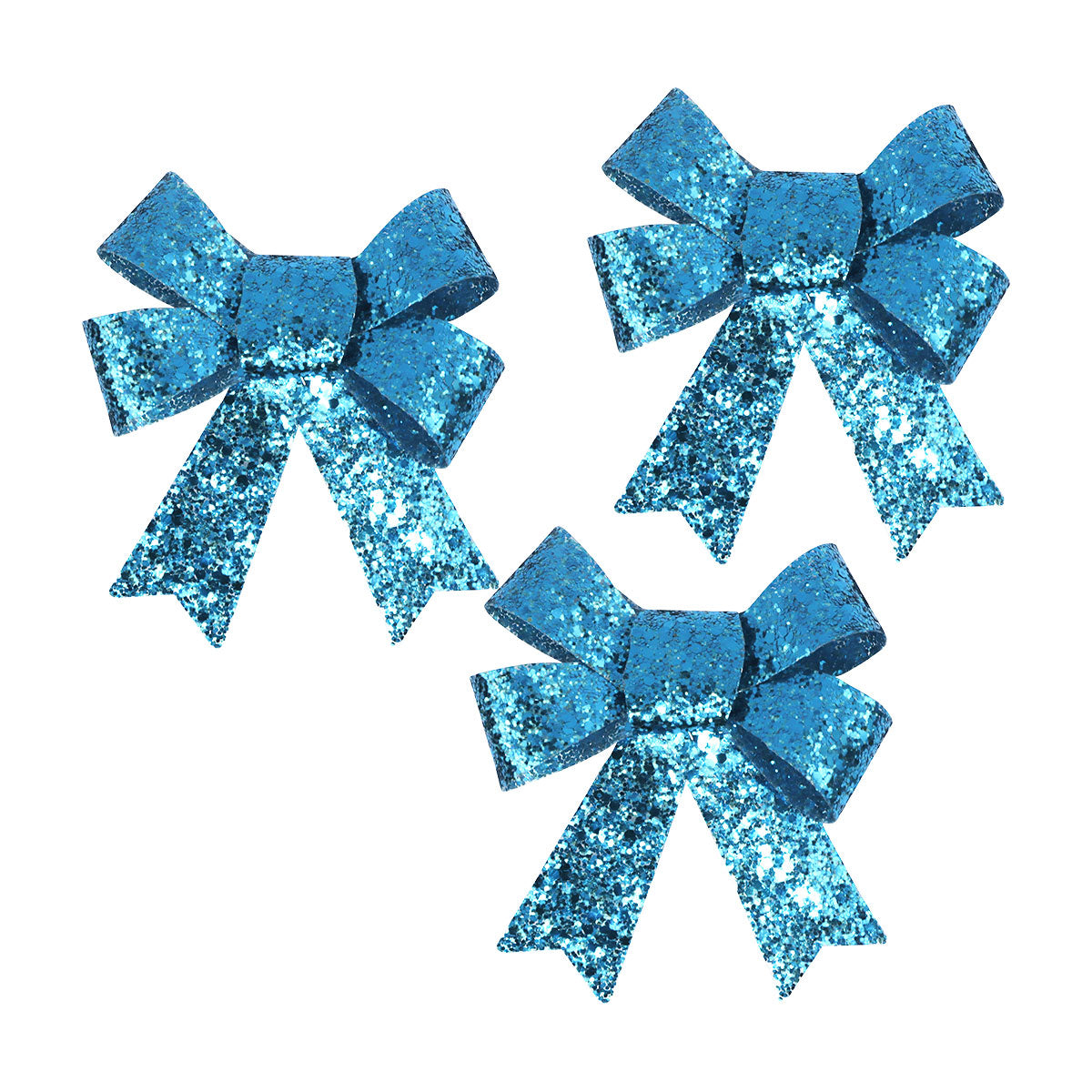Set de 3 Moños Navideños con Diamantina color Azul