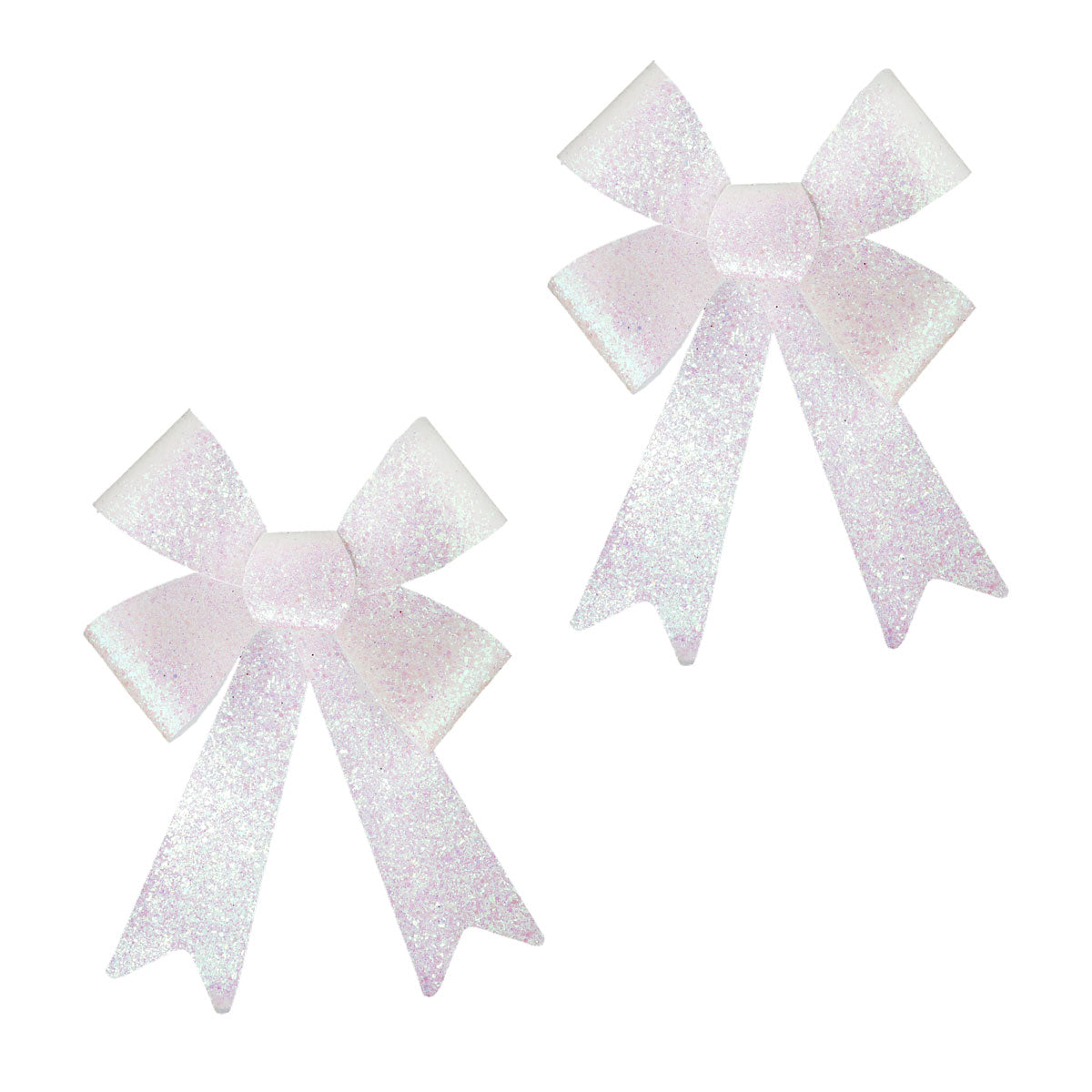 Set de 2 Moños Navideños con Diamantina color Blanco