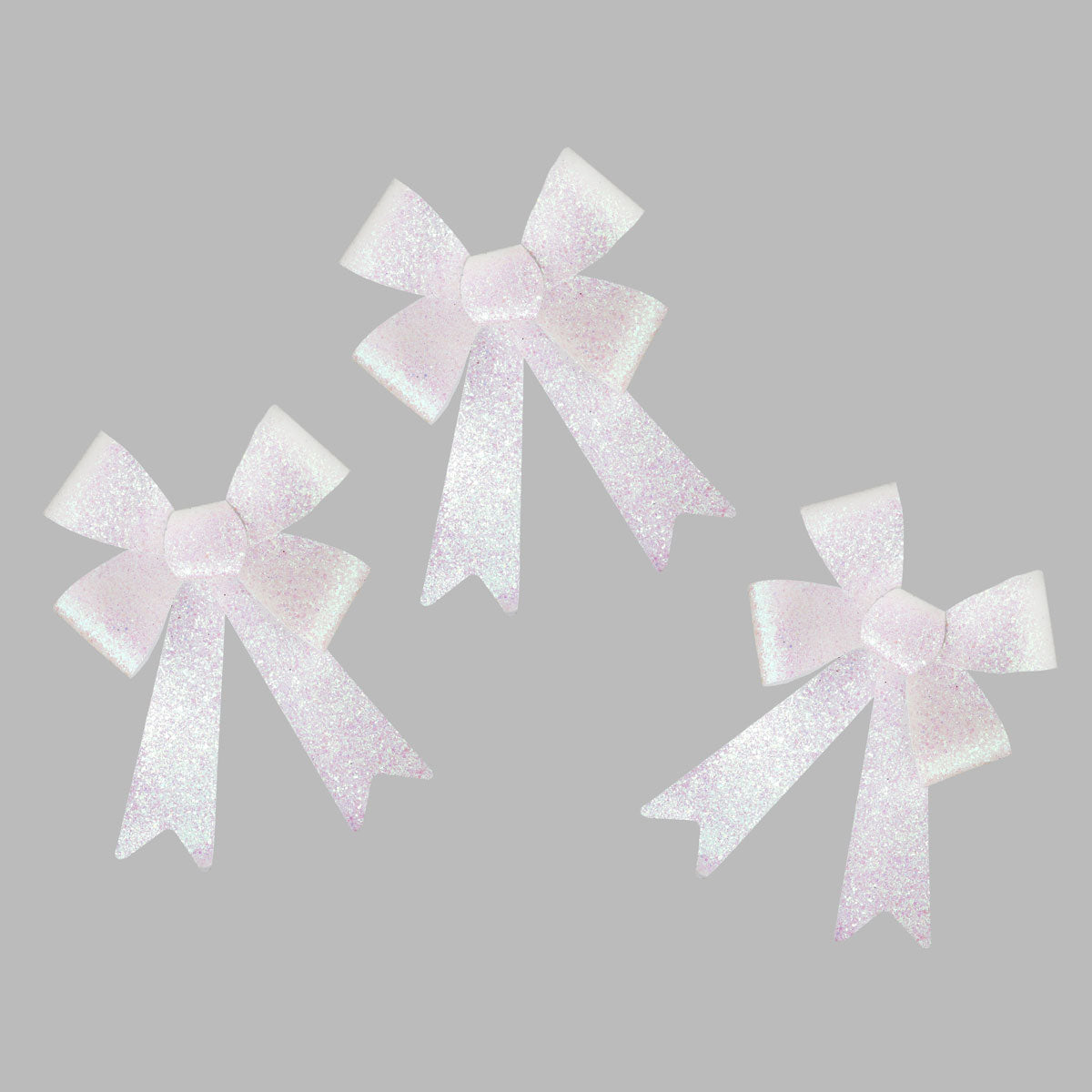 Set de 3 Moños Navideños con Diamantina color Blanco