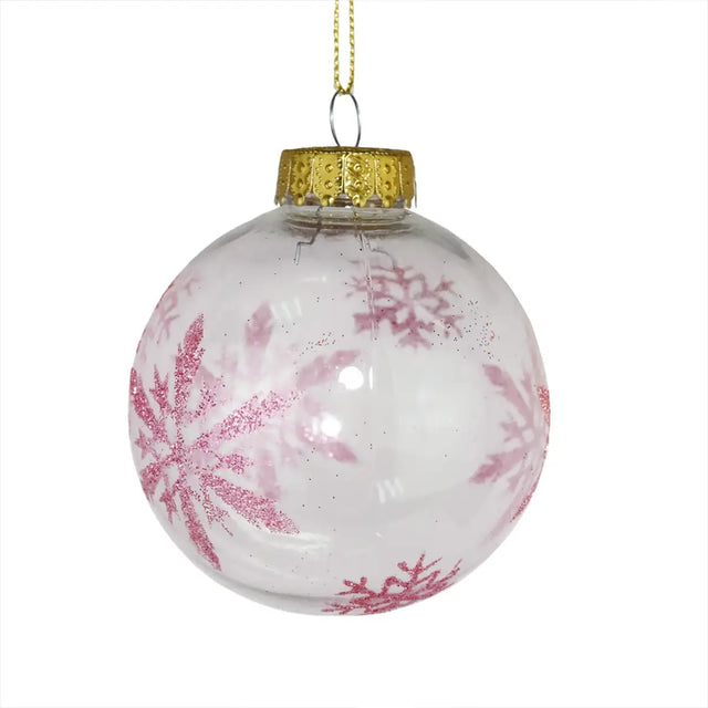 Esfera Redonda Transparente Decorada con Copos de Nieve
