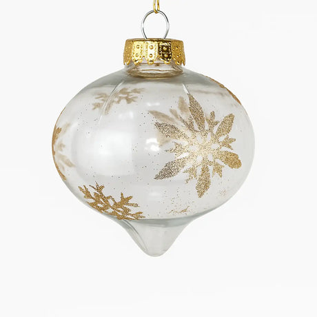 Esfera Onion Transparente Decorada con Copos de Nieve color Oro