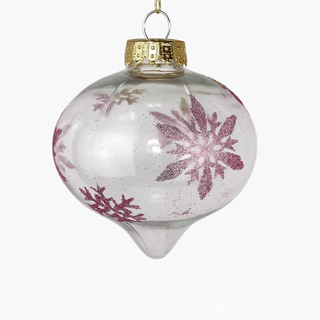 Esfera Onion Transparente Decorada con Copos de Nieve color Vino